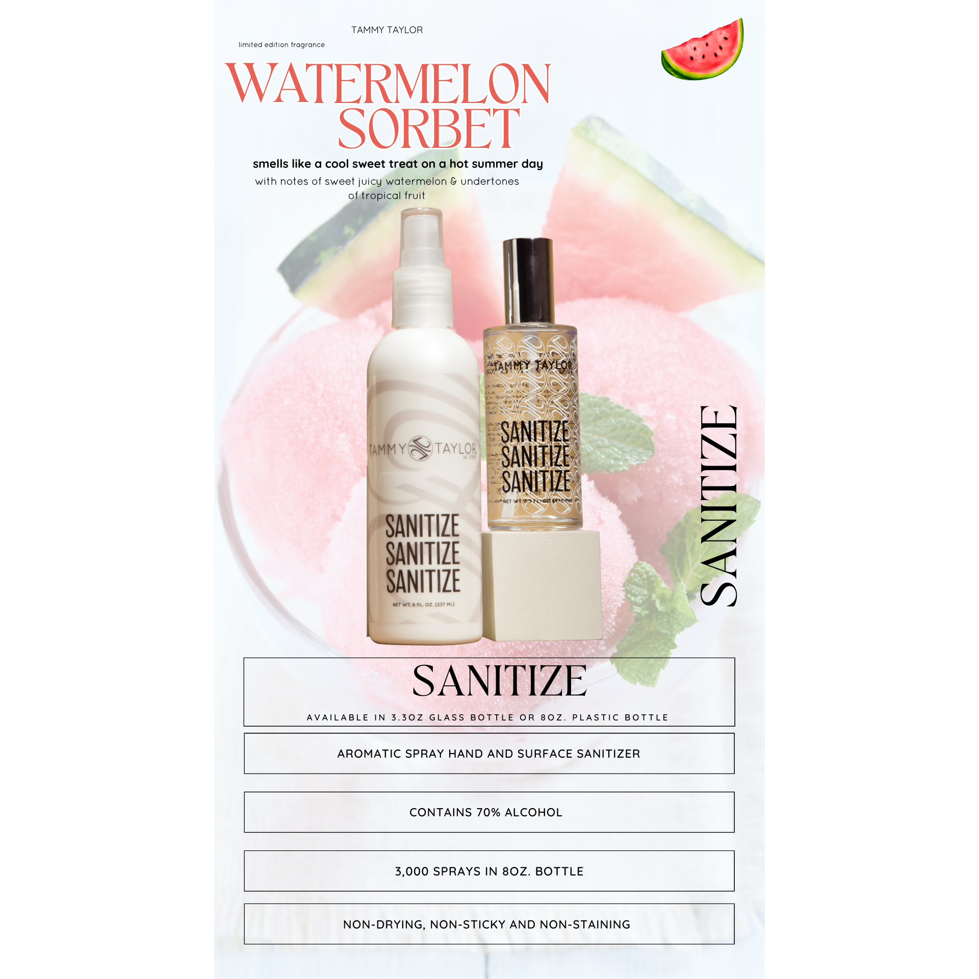 Tammy Taylor Sanitize 8oz - Watermelon Sorbet Secondary image
