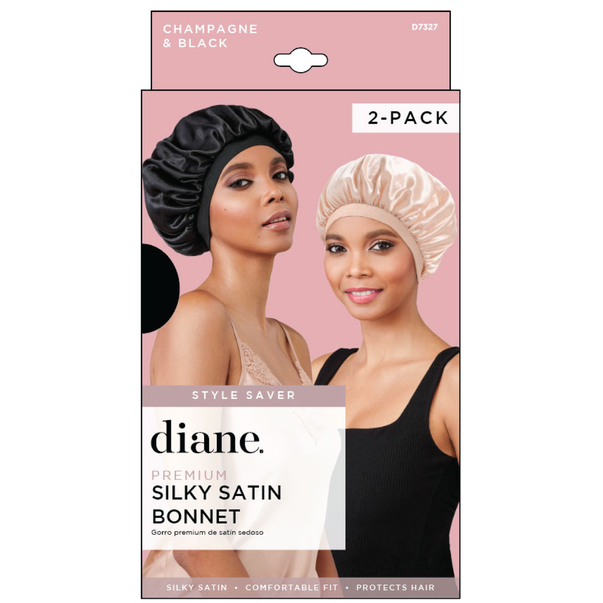 Diane Silky Satin Bonnet 2pk - Champagne & Black Main image