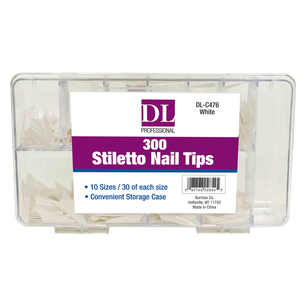 DL Pro 300pc Stiletto Nail Tips - White (DL-C476)