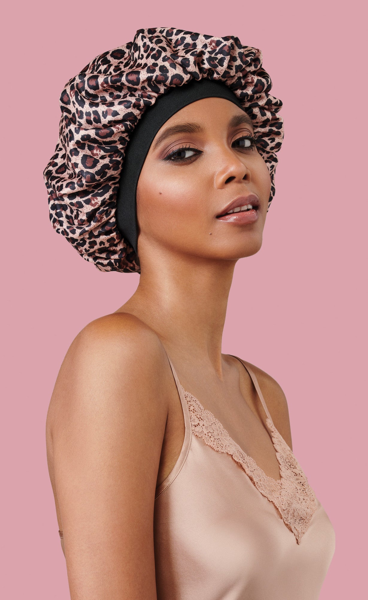 Diane Silky Satin Bonnet 2pk - Leopard & Black