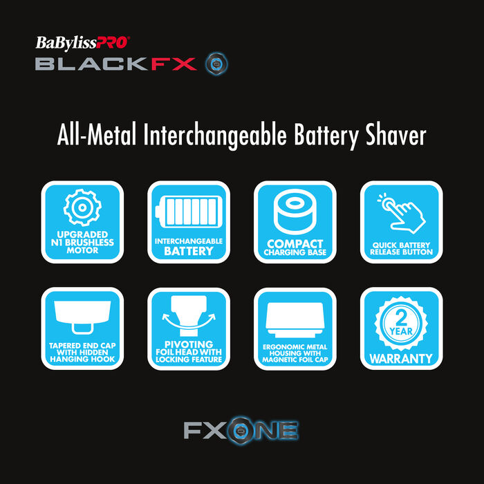 BabylissPro FXONE BlackFX Double Foil Shaver (FX79FSMB)