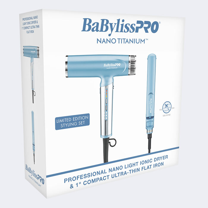 Babyliss Pro Limited Edition Styling Set Nano Light Ionic Dryer & 1" Ultra Thin Flat Iron (BNTPP79)