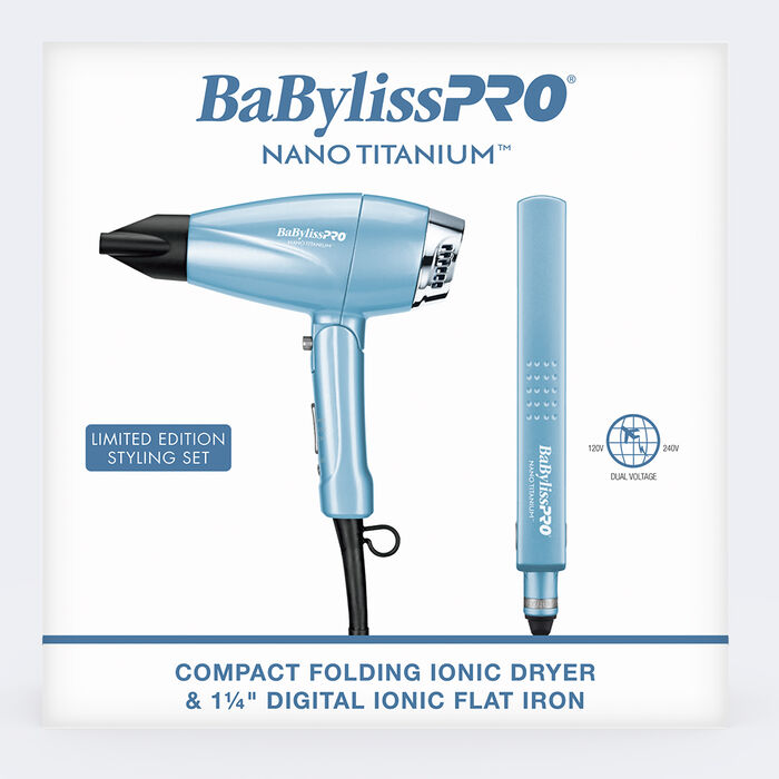 Babyliss Pro Nano Titanium Styling Set Ionic Dryer & 1 1/4" Digital Flat Iron (BNTPP81) Main image