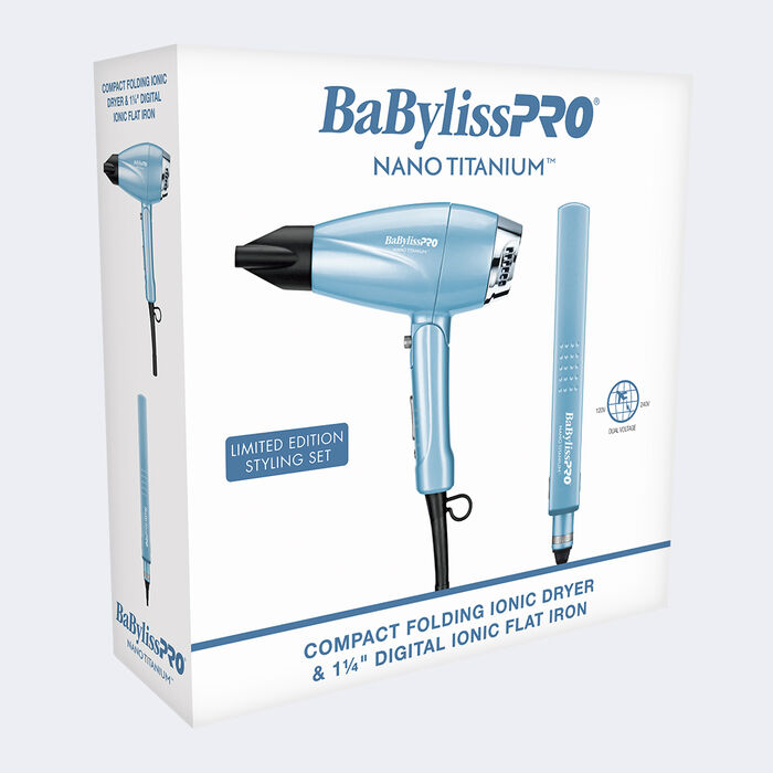 Babyliss Pro Nano Titanium Styling Set Ionic Dryer & 1 1/4" Digital Flat Iron (BNTPP81)