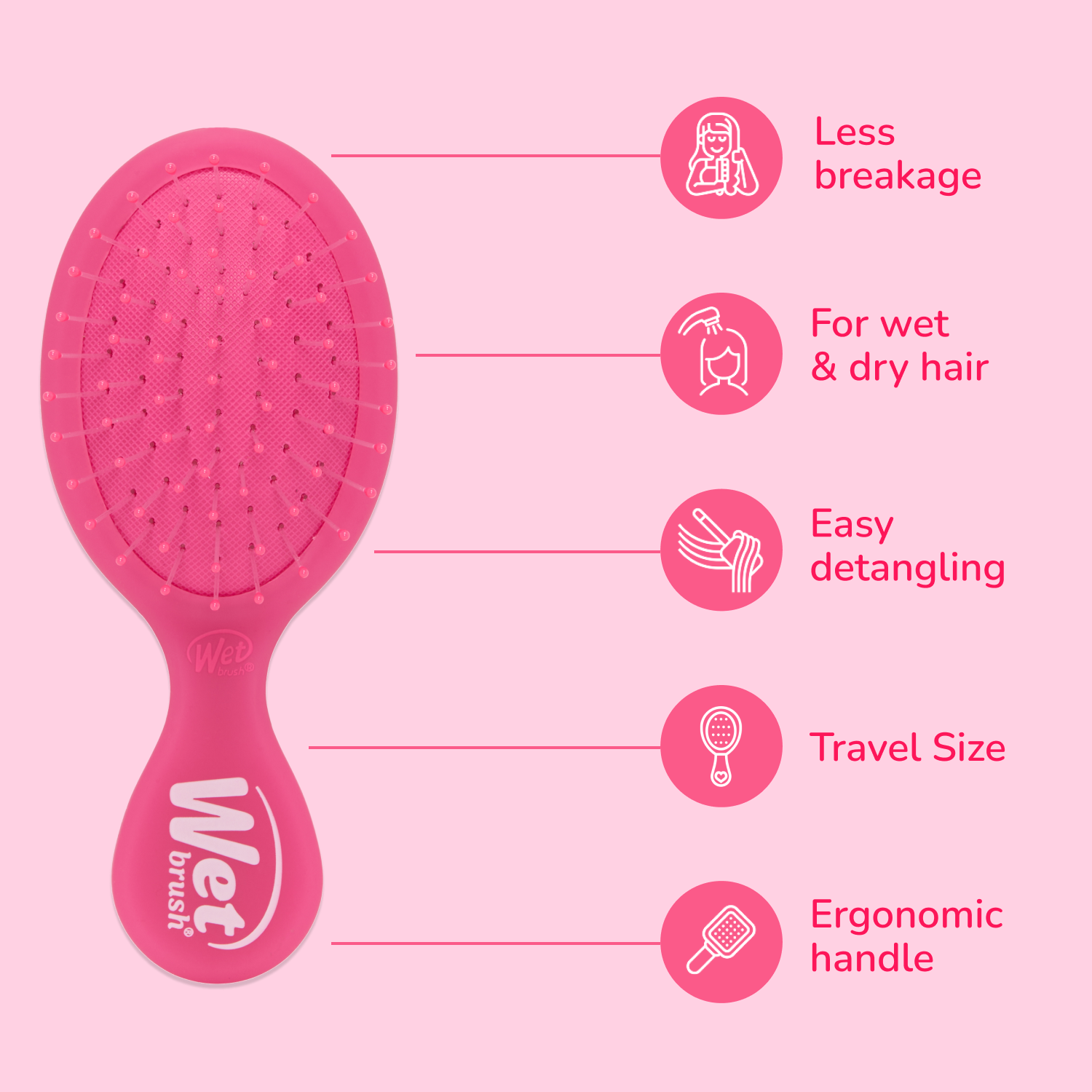Wet Brush Mini Detangler - Frost Pink Secondary image