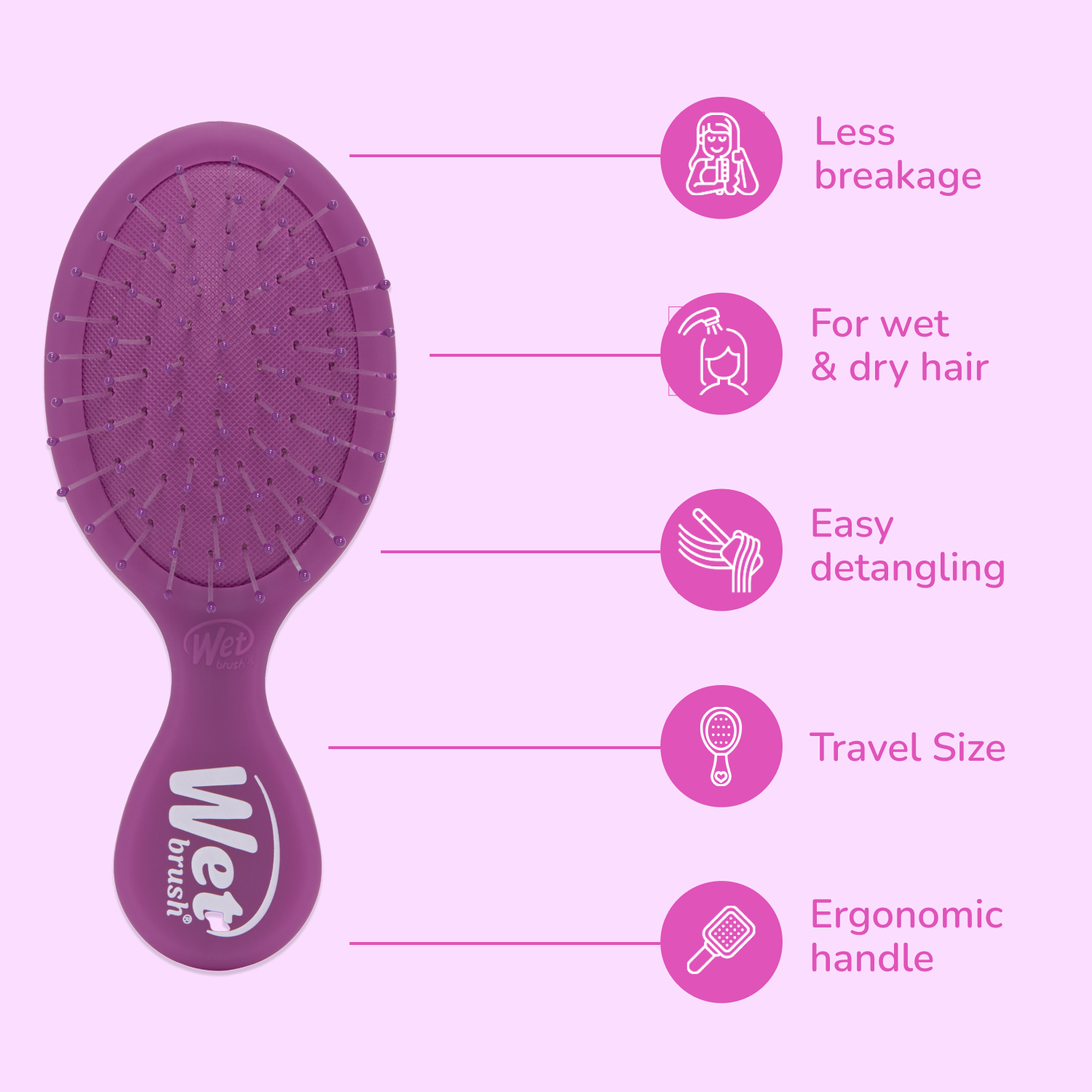 Wet Brush Mini Detangler - Frost Purple Secondary image
