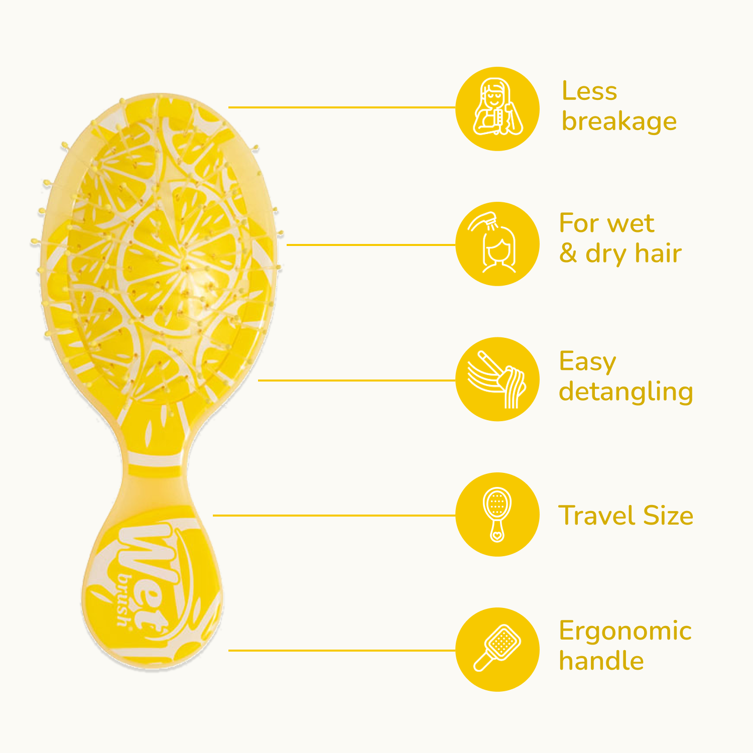 Wet Brush Mini Detangler - Lemon