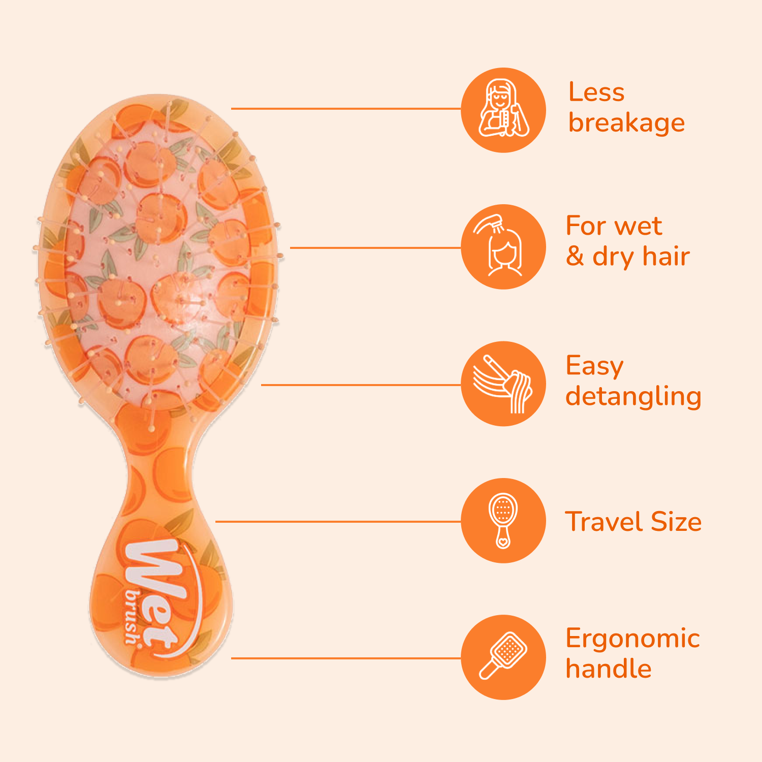 Wet Brush Mini Detangler - Peaches Secondary image