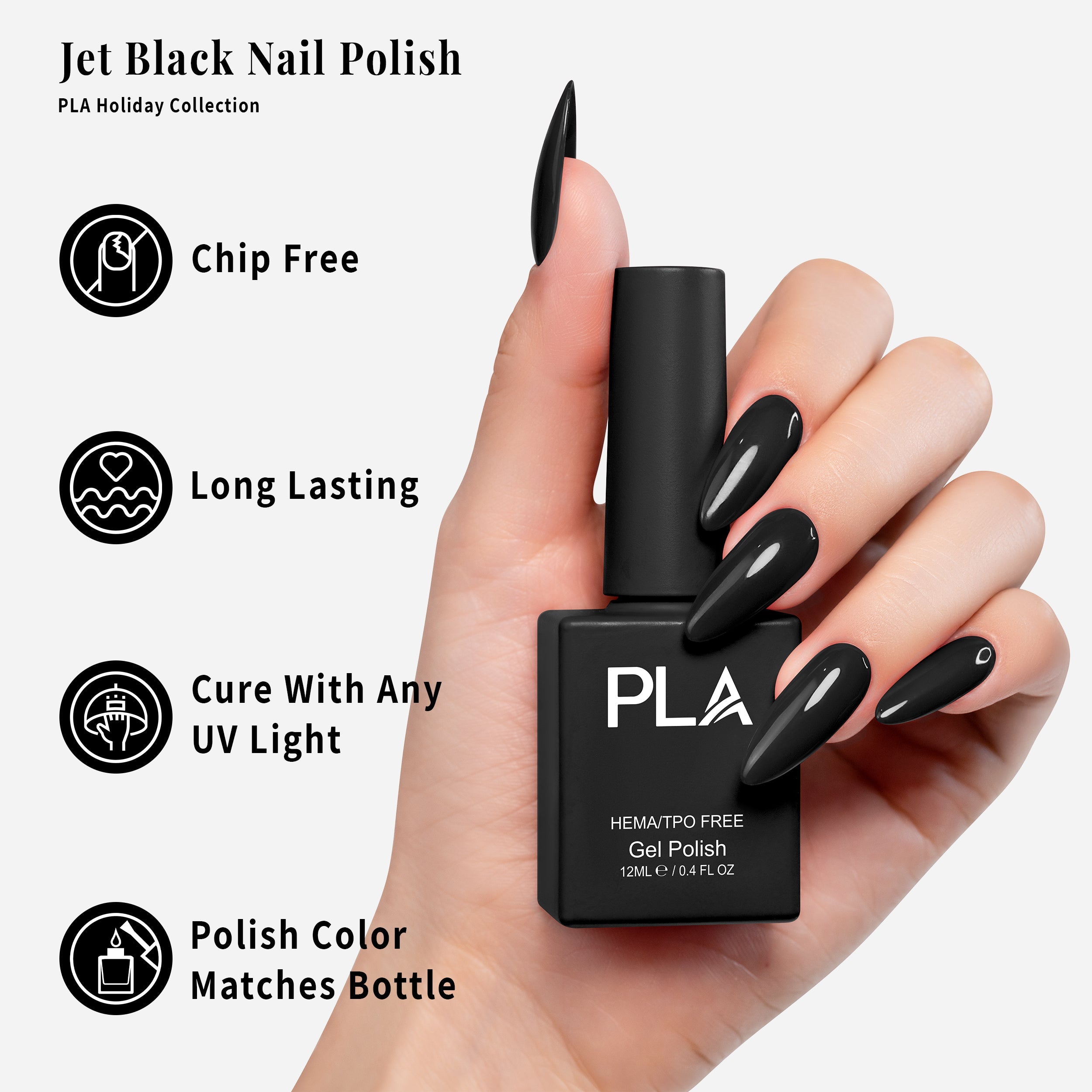 PLA Gel Polish 12ml - Jet Black 290