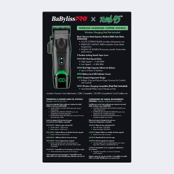 BabylissPro X Tomb45 Wireless Charging Clipper (FXT45C)