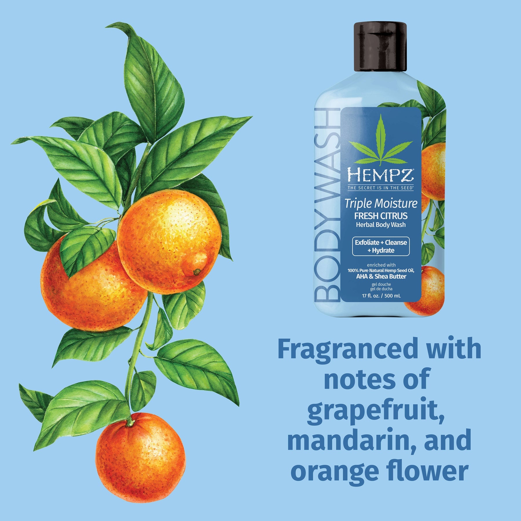 Hempz Triple Moisture Fresh Citrus Herbal Body Wash 17oz Secondary image