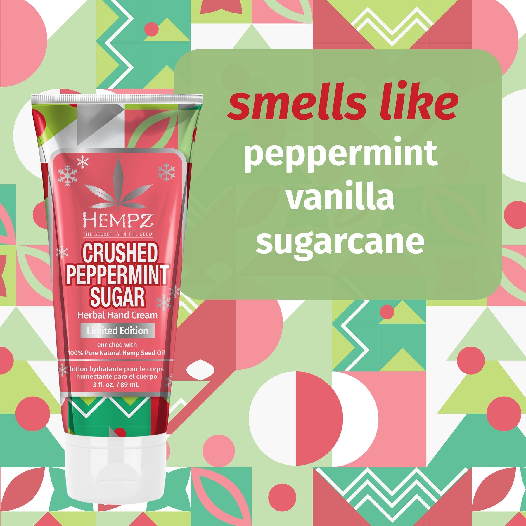 Hempz Crushed Peppermint Sugar Hand Cream 3oz Secondary image