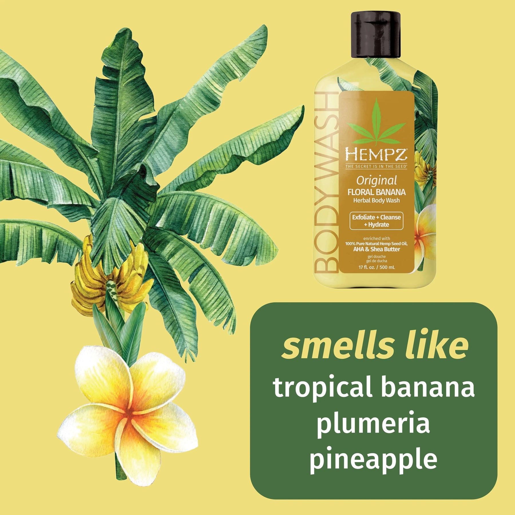 Hempz Original Floral Banana Herbal Body Wash 17oz Secondary image