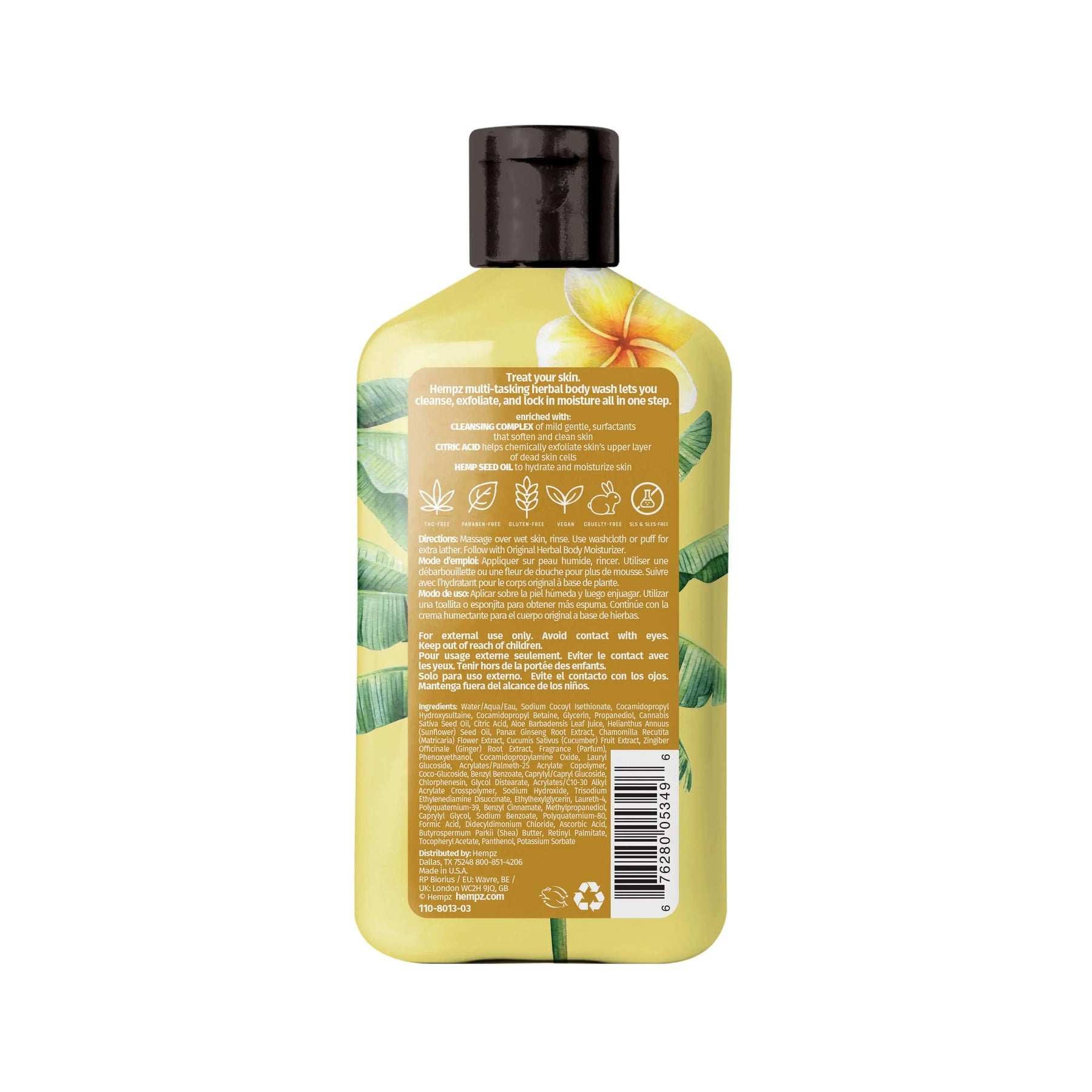 Hempz Original Floral Banana Herbal Body Wash 17oz