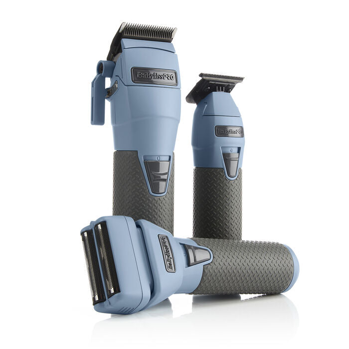 Set of hair clippers and shaver on a white background
