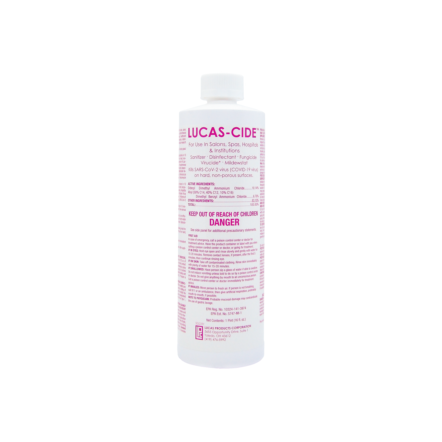 Lucas-Cide Salon and Spa Hospital Grade Disinfectant - Pink
