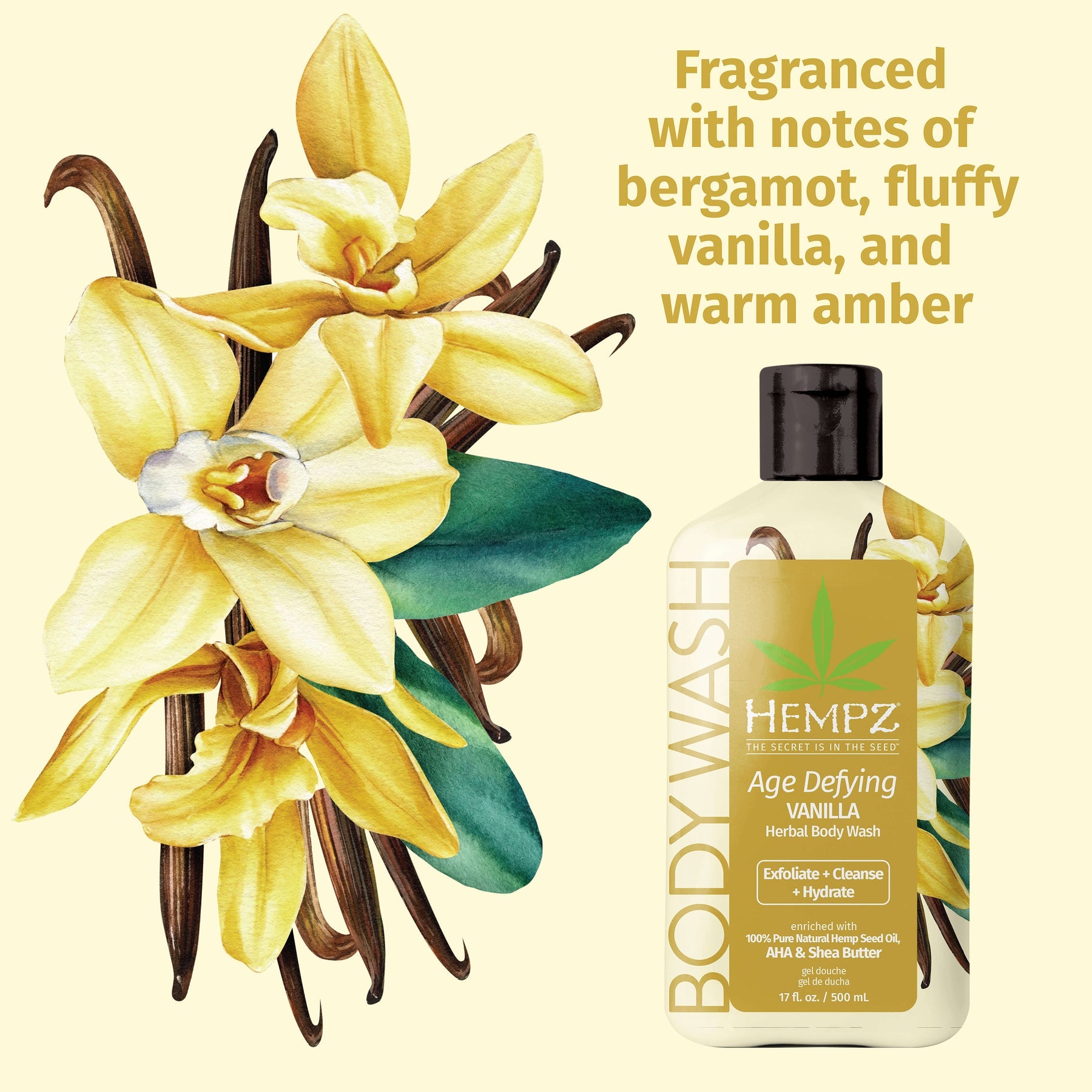 Hempz Age Defying Vanilla Herbal Body Wash 17oz Secondary image