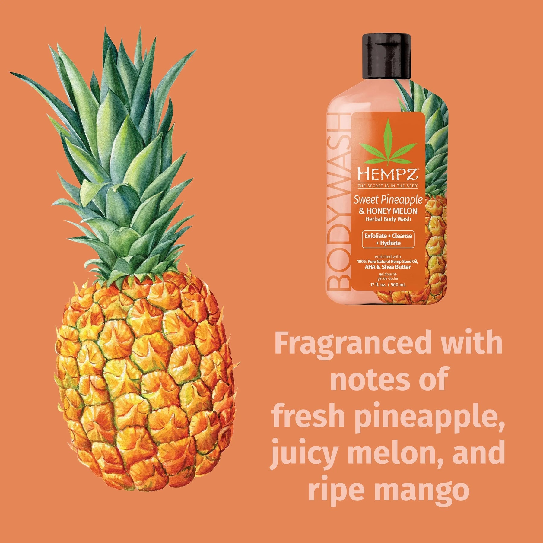 Hempz Sweet Pineapple & Melon Body Wash 2.25oz Secondary image