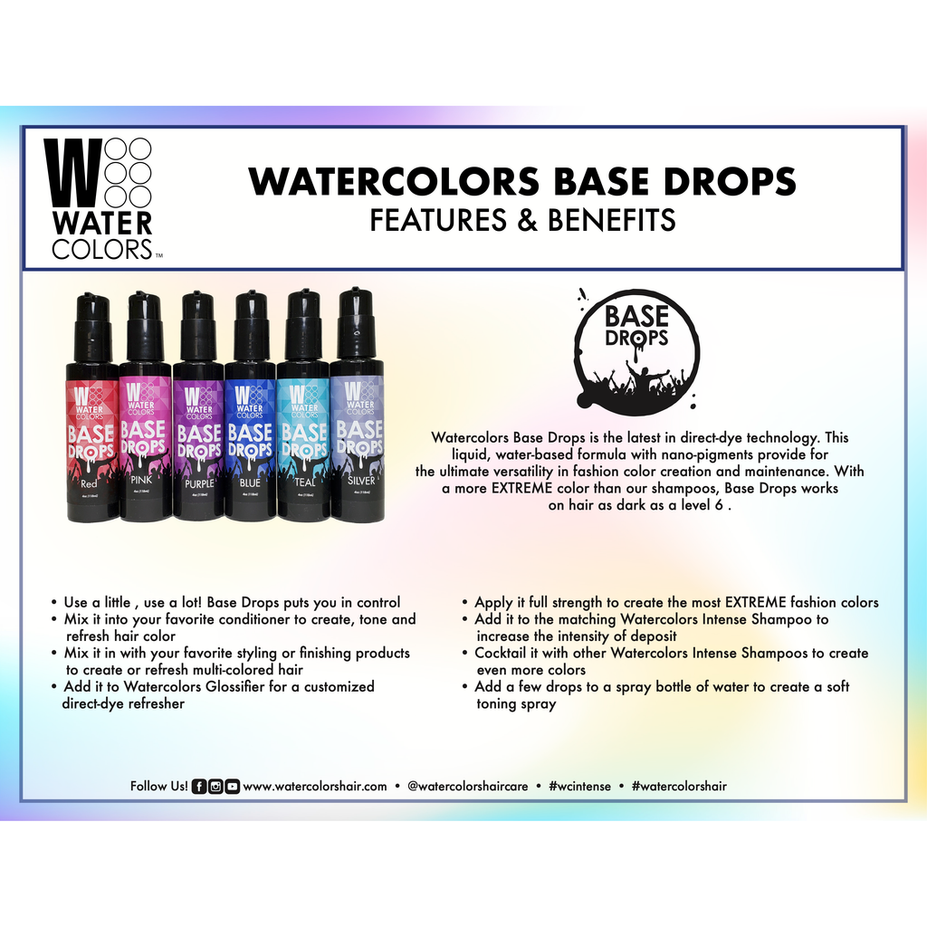 Watercolors Base Drops 4oz (Select A Color)