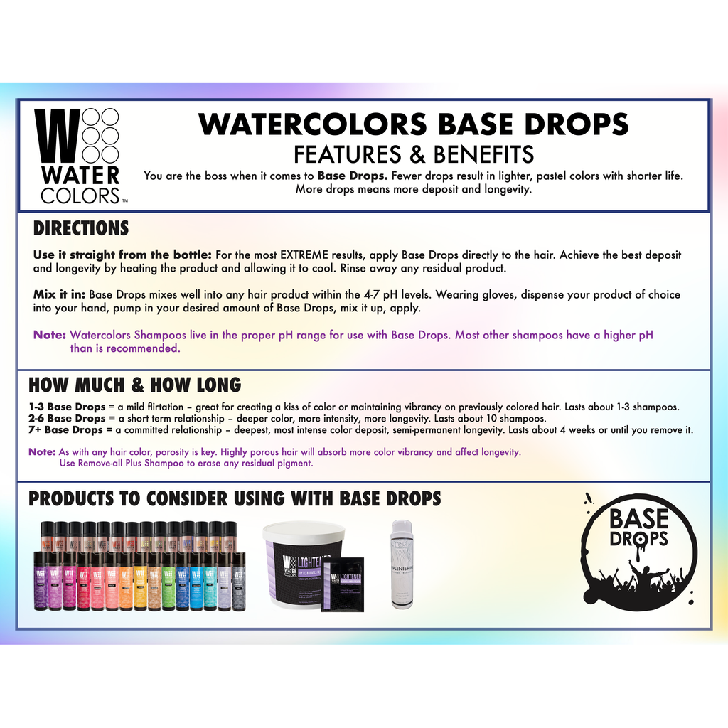 Watercolors Base Drops 4oz (Select A Color)