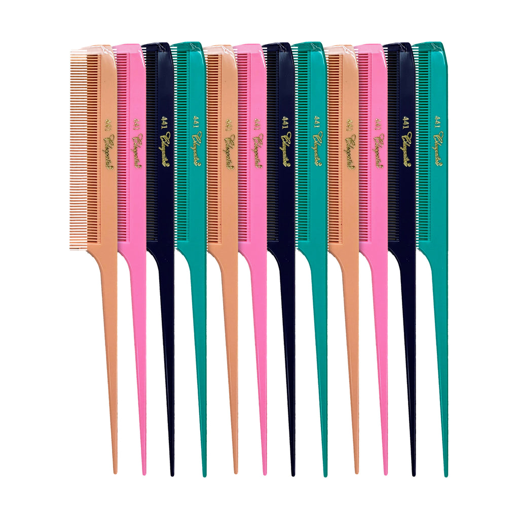 Cleopatra Rattail Comb - #441 - Pastel Mix - 12 Pack