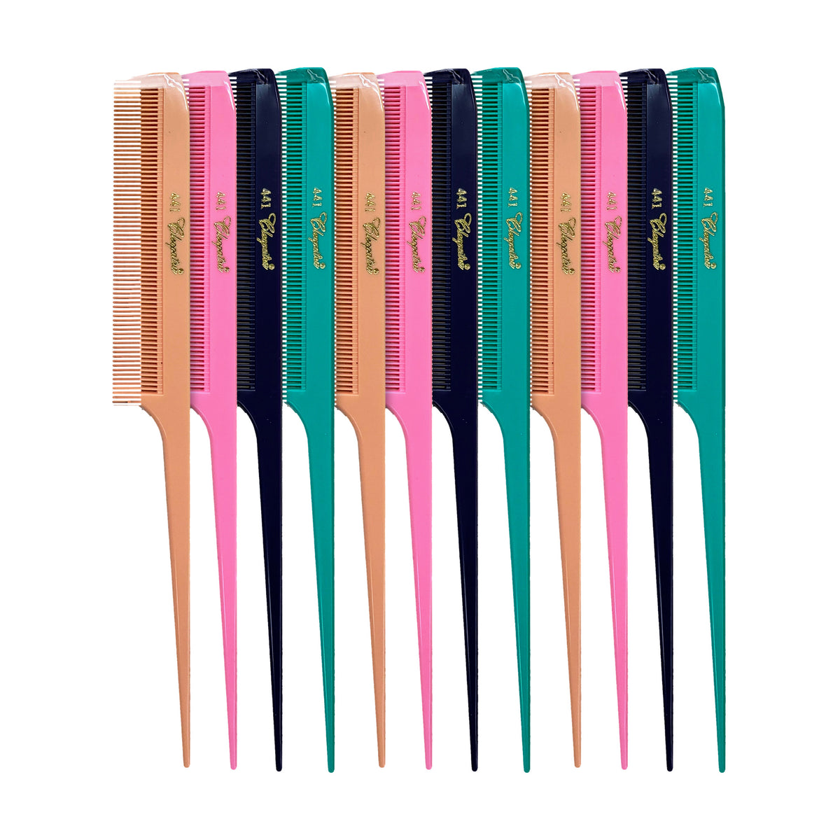 Cleopatra Rattail Comb - #441 - Pastel Mix - 12 Pack