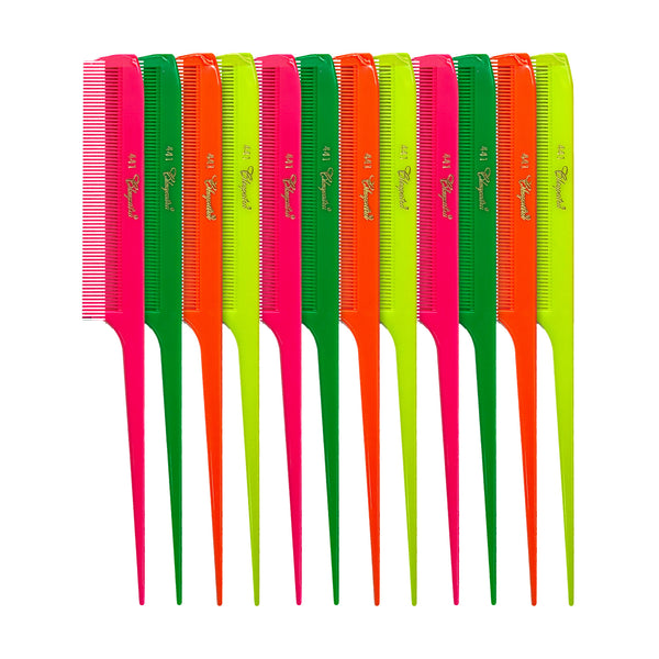 Cleopatra Rattail Comb - #441 - Neon Mix - 12 Pack