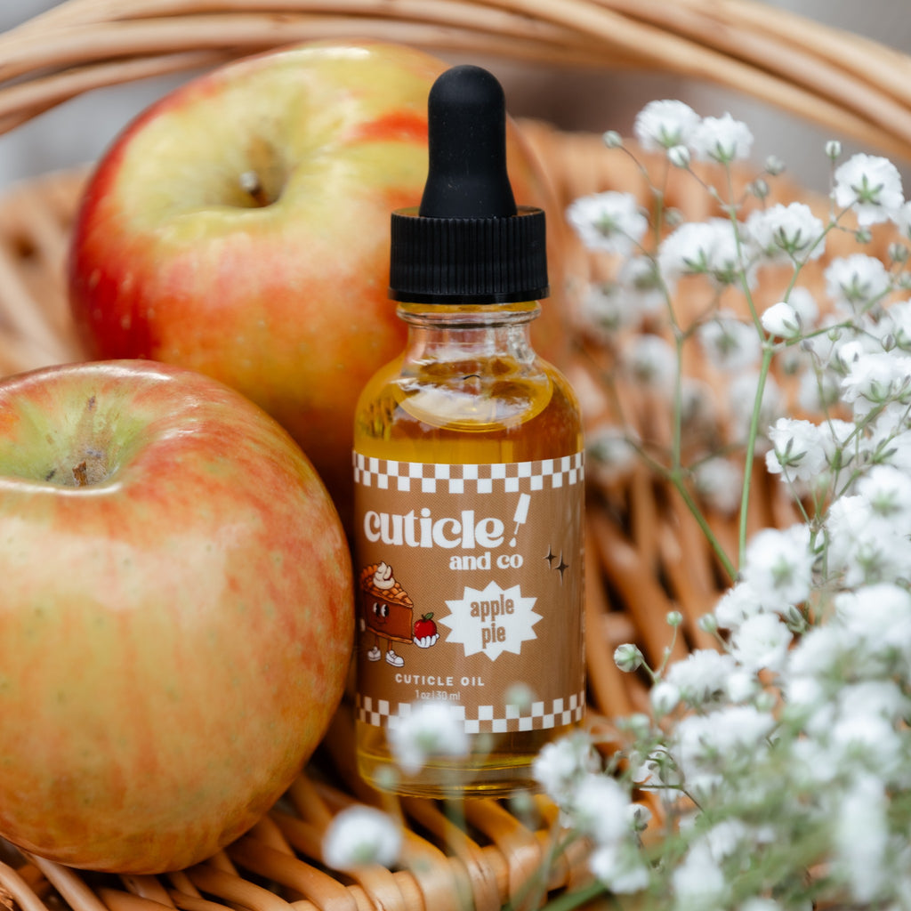 Cuticle & Co Apple Pie Cuticle Oil, 1 oz bottle, styled