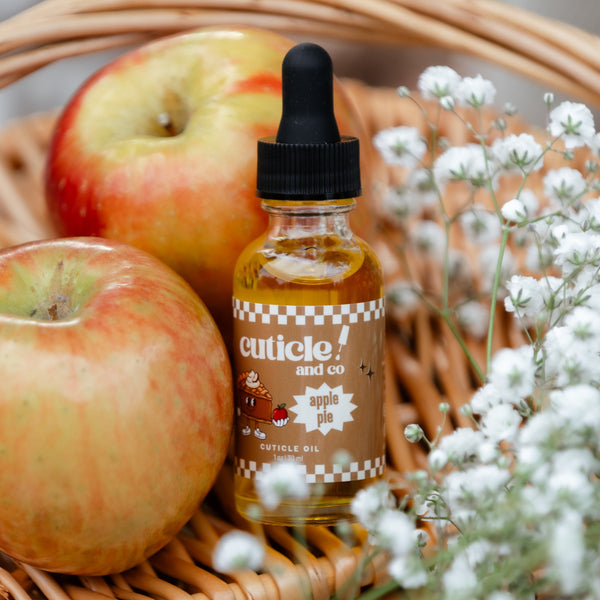 Cuticle & Co Apple Pie Cuticle Oil, 1 oz bottle, styled