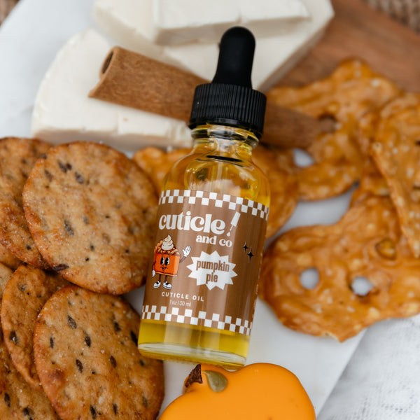 Cuticle & Co Pumpkin Pie Cuticle Oil, 1 oz bottle, styled