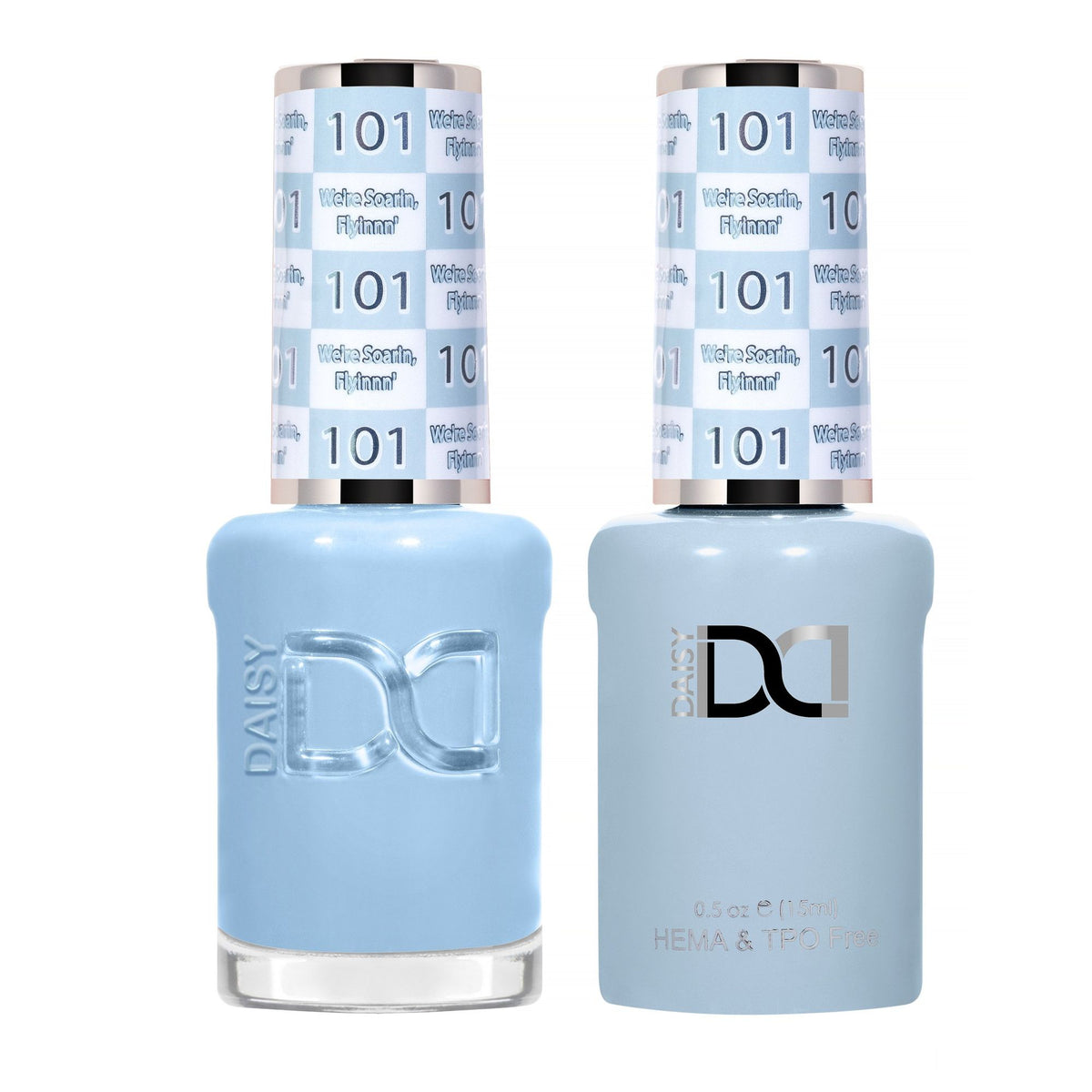 DND Hema Free Gel & Lacquer Duo #101 We're Soarin', Flyinnn' bottles