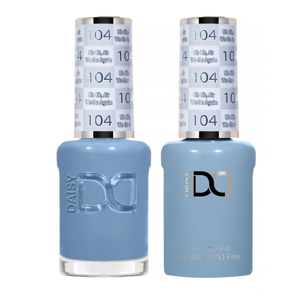 DND Hema Free Gel & Lacquer Duo #104 Uh Oh, Air We Go Again bottles