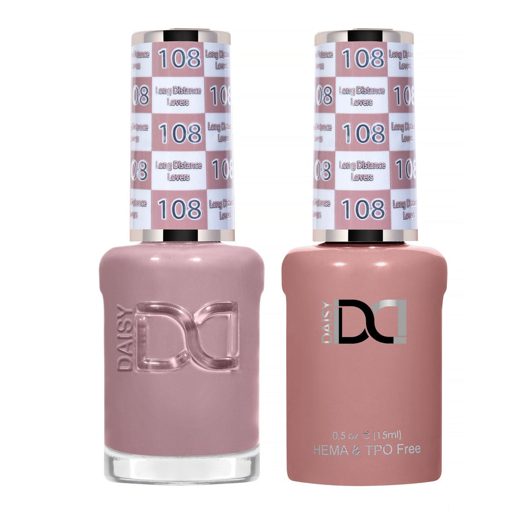 DND Hema Free Gel & Lacquer Duo #108 Long Distance Lovers bottles