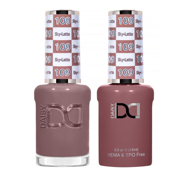 DND Hema Free Gel & Lacquer Duo #109 Sky Latte bottles
