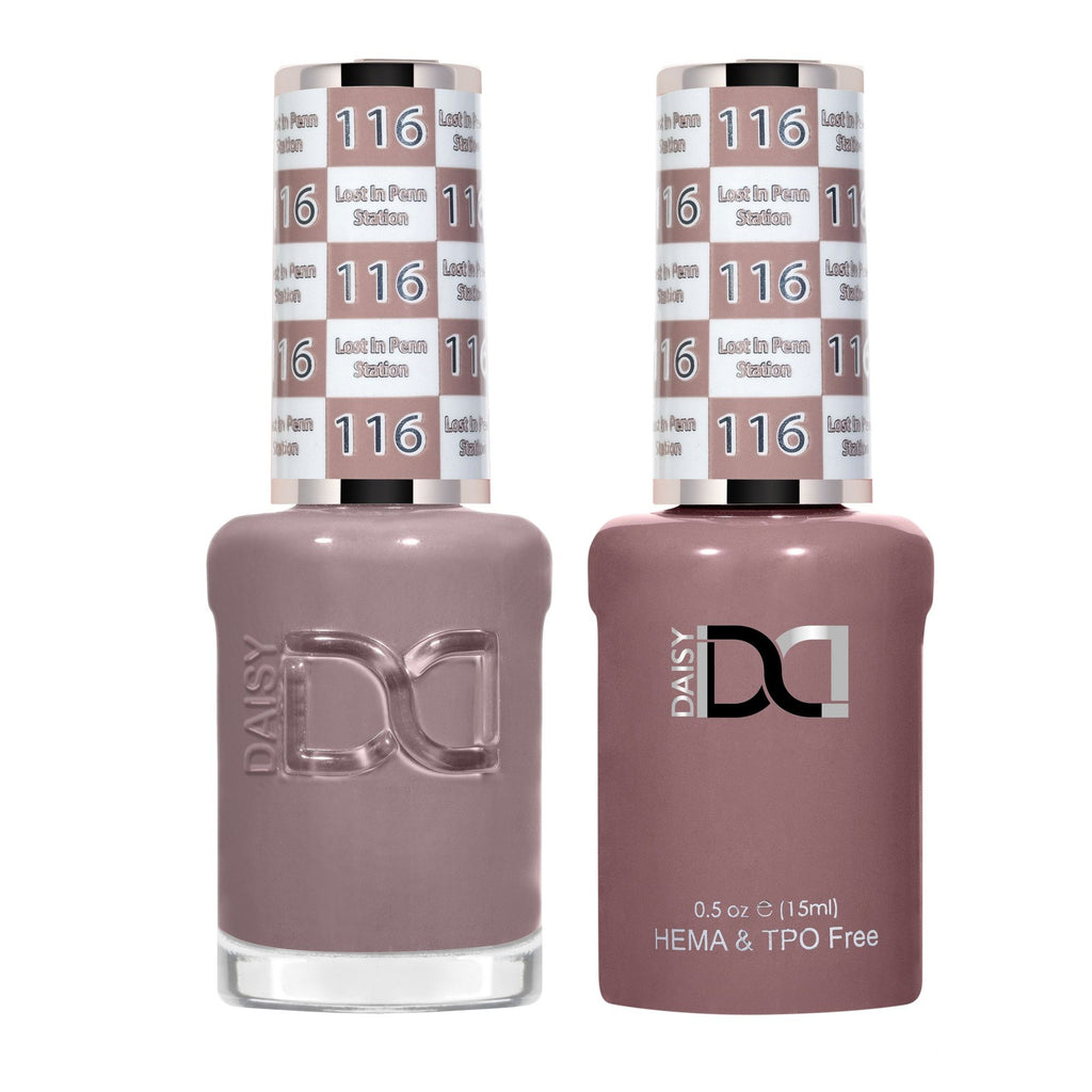DND Hema Free Gel & Lacquer Duo #116 Lost In Penn Station bottles