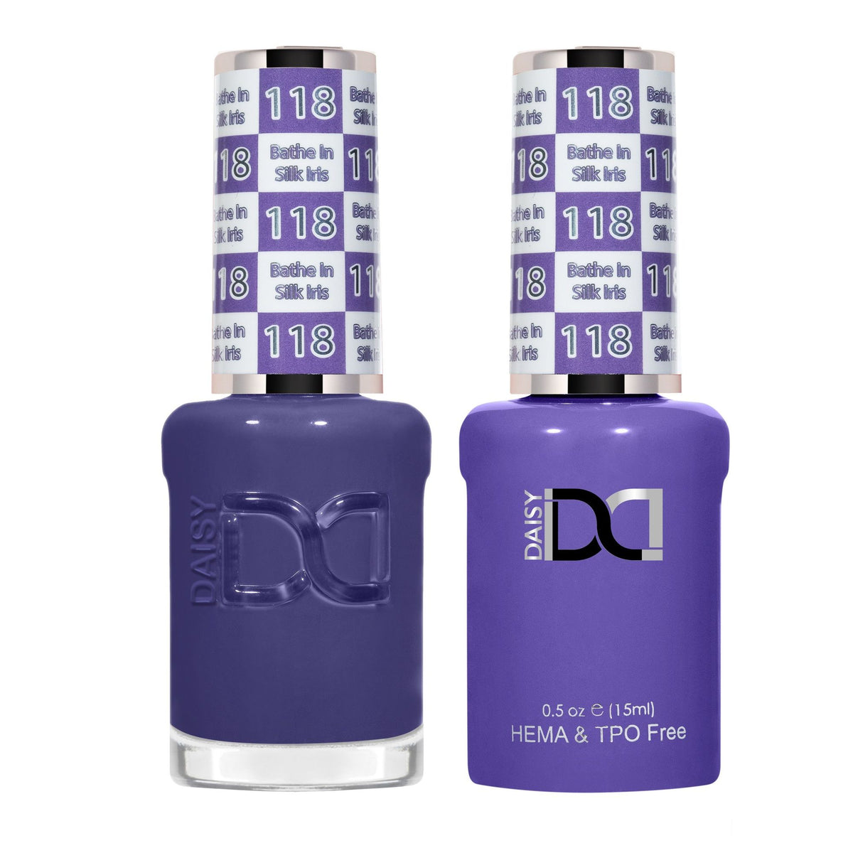 DND Hema Free Gel & Lacquer Duo #118 Bathe In Silk Iris bottles