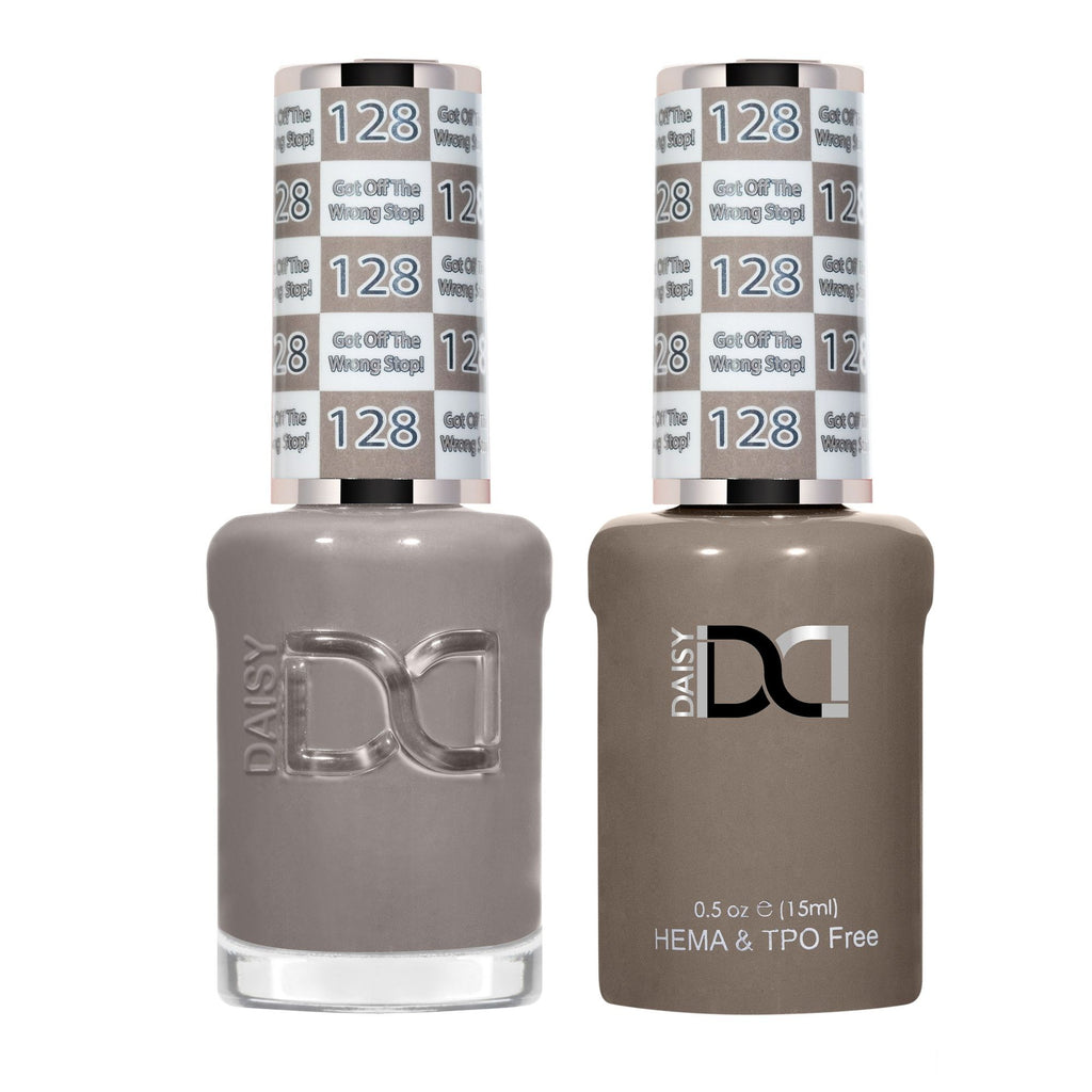 DND Hema Free Gel & Lacquer Duo #128 Got Off The Wrong Stop! bottles