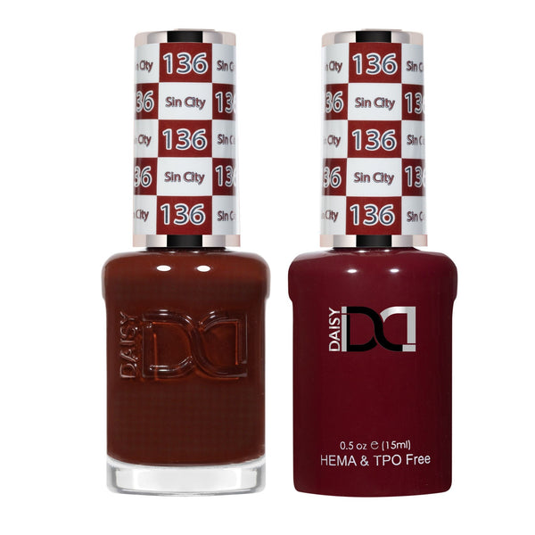 DND Hema Free Gel & Lacquer Duo #136 Sin City bottles