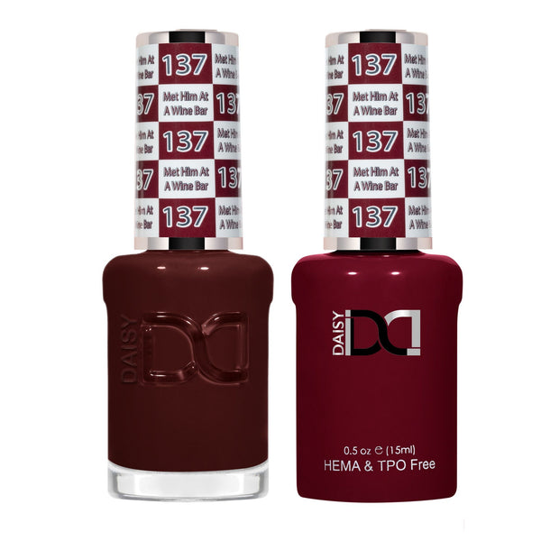 DND Hema Free Gel & Lacquer Duo #137 Met Him At A Wine Bar bottles