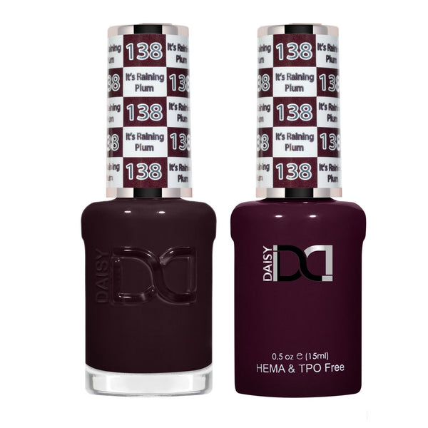 DND Hema Free Gel & Lacquer Duo #138 It's Raining Plum bottles