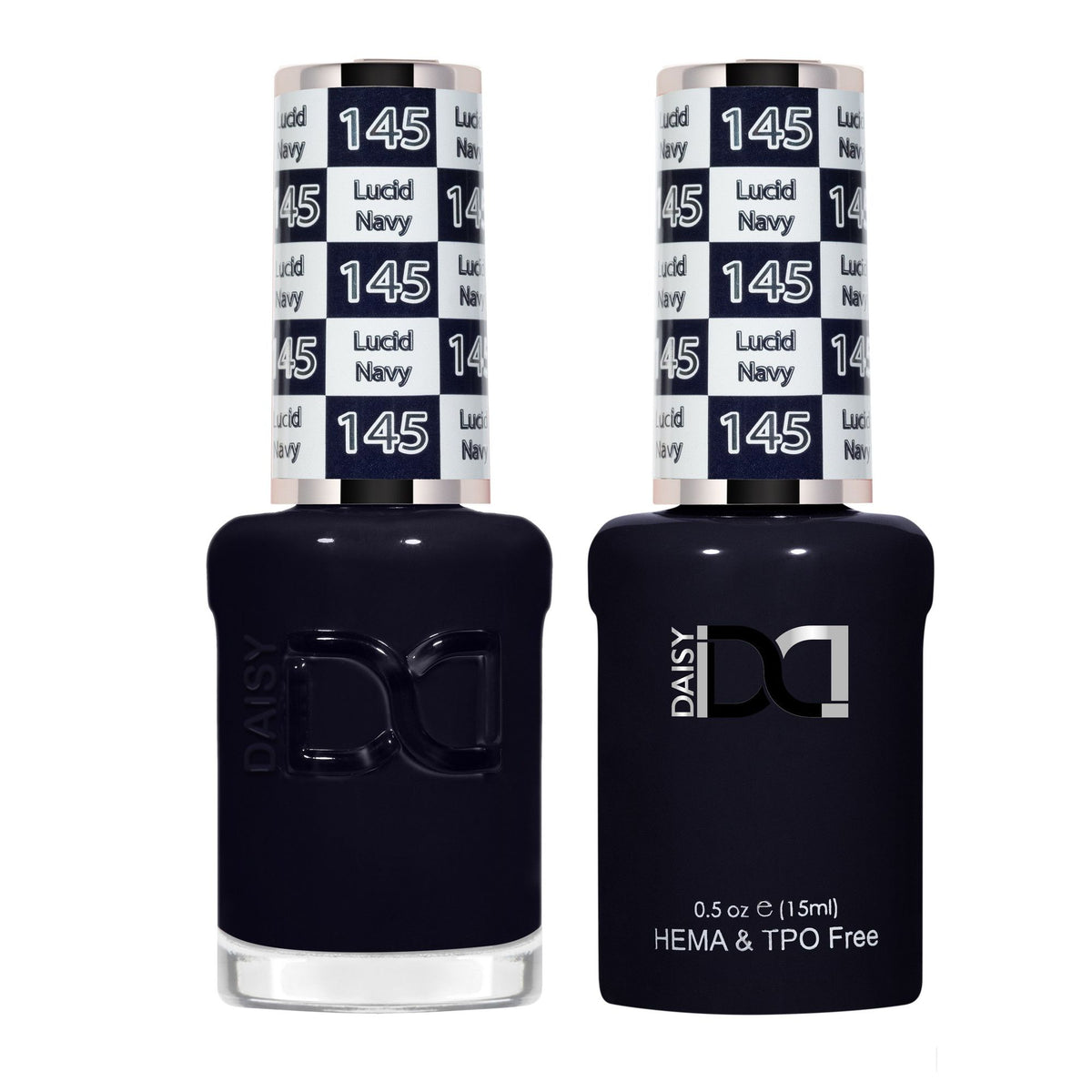 DND Hema Free Gel & Lacquer Duo #145 Lucid Navy bottles