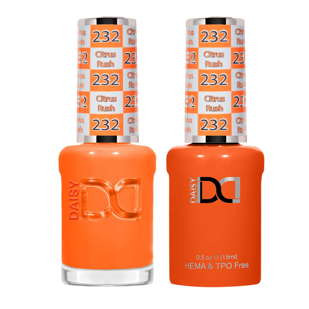 DND Hema Free Gel & Lacquer Duo #232 Citrus Rush bottles