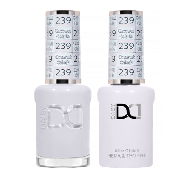 DND Hema Free Gel & Lacquer Duo #239 Coconut Colada bottles