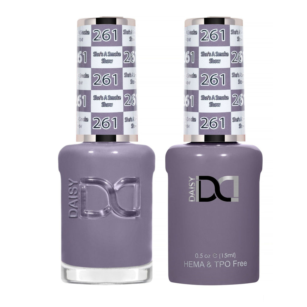 DND Hema Free Gel & Lacquer Duo #261 She's A Smoke Show bottles
