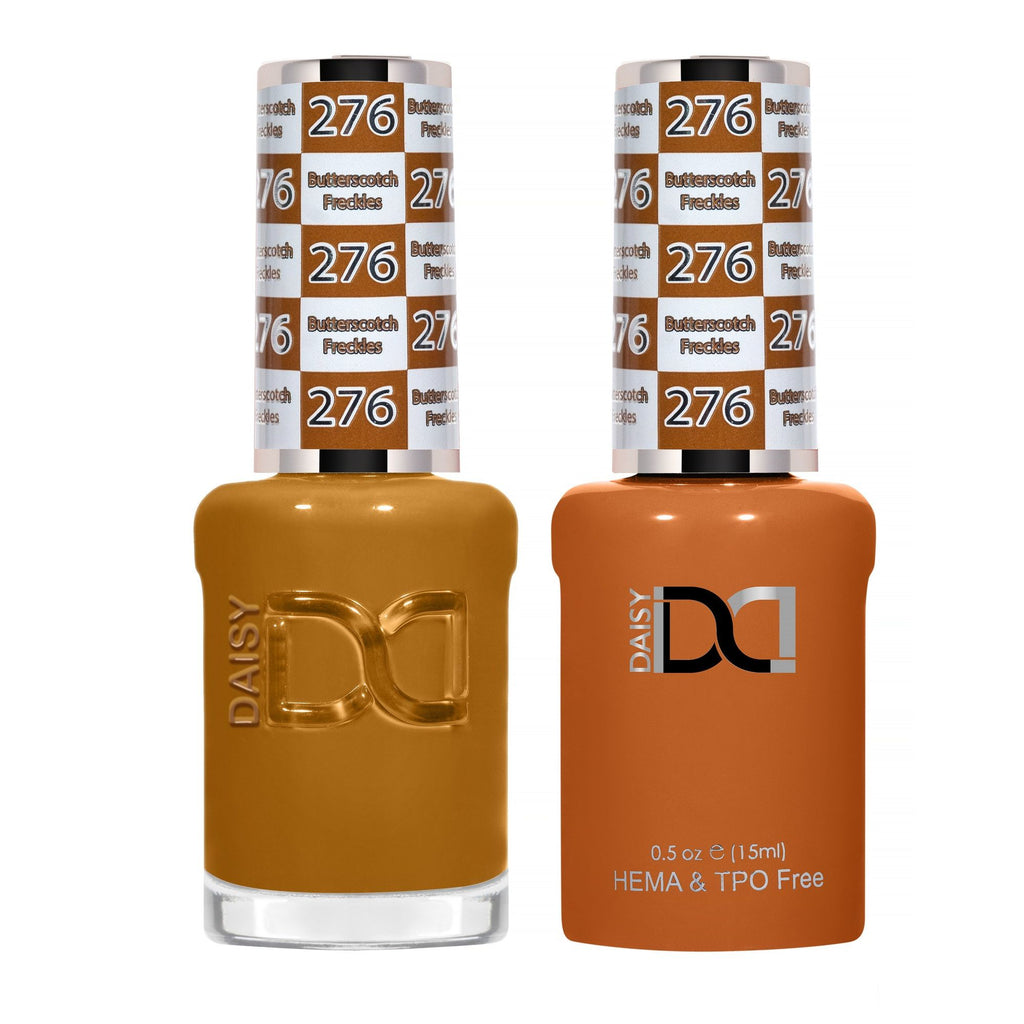 DND Hema Free Gel & Lacquer Duo #276 Butterscotch Freckles bottles