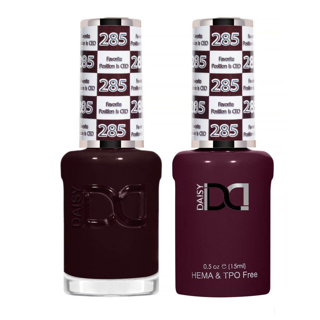 DND Hema Free Gel & Lacquer Duo #285 Favorite Position Is CEO bottles