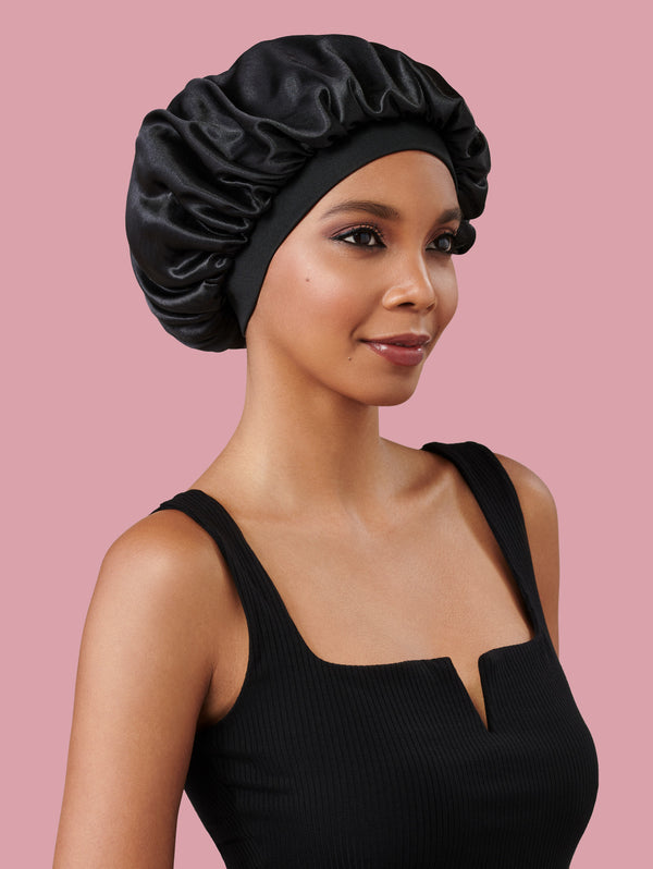 Diane Silky Satin Bonnet 2pk - Champagne & Black