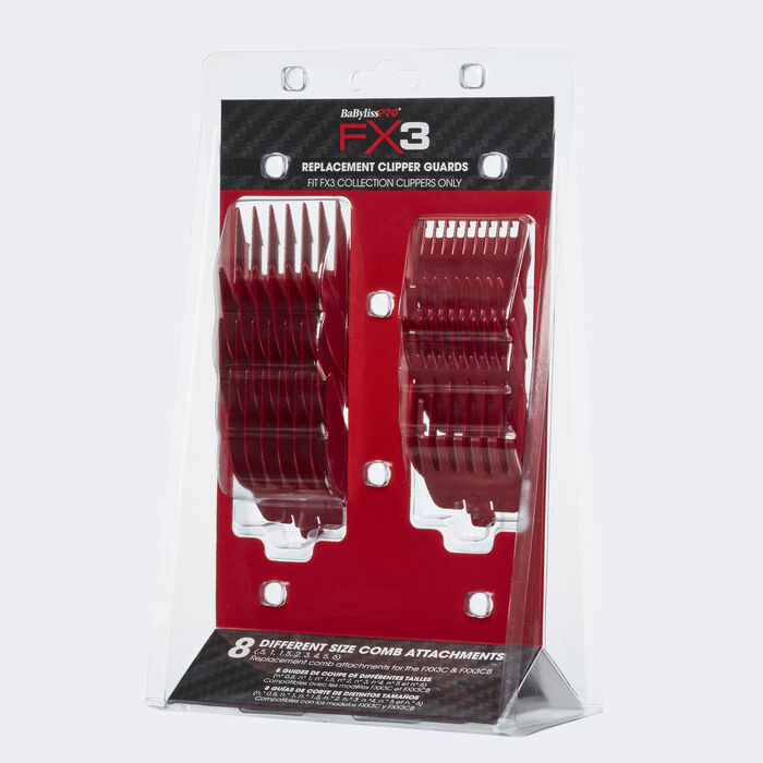 Babyliss Pro FX3 Replacement Clipper Guards 8pk - Red Secondary image