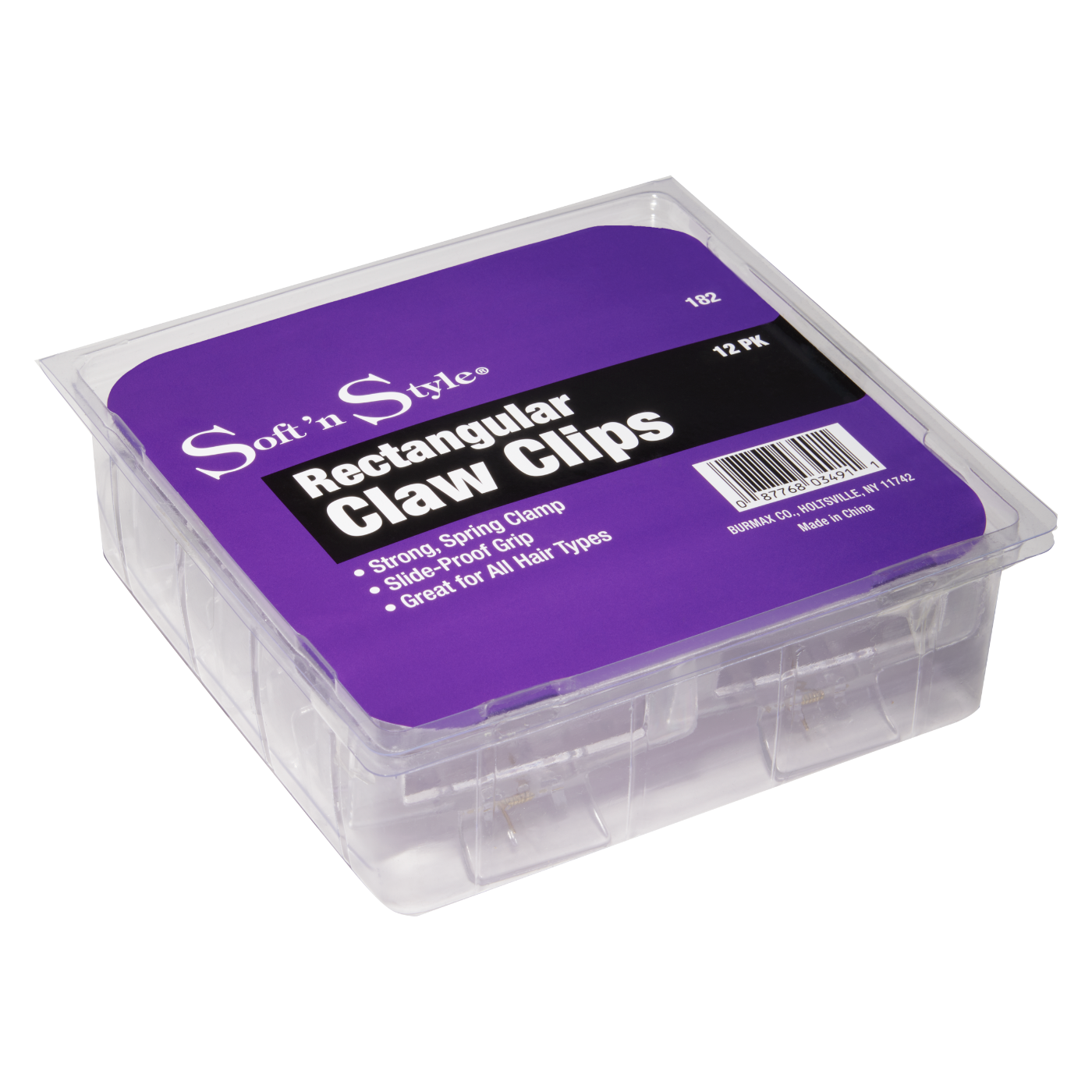 Soft N Style Rectangular Claw Clips 12pk (182) Secondary image