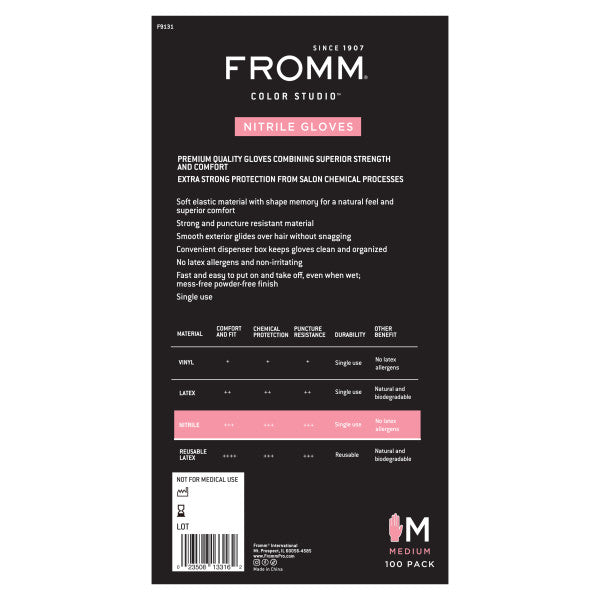 Fromm Pink Nitrile Gloves 100pk - Medium (F9131)